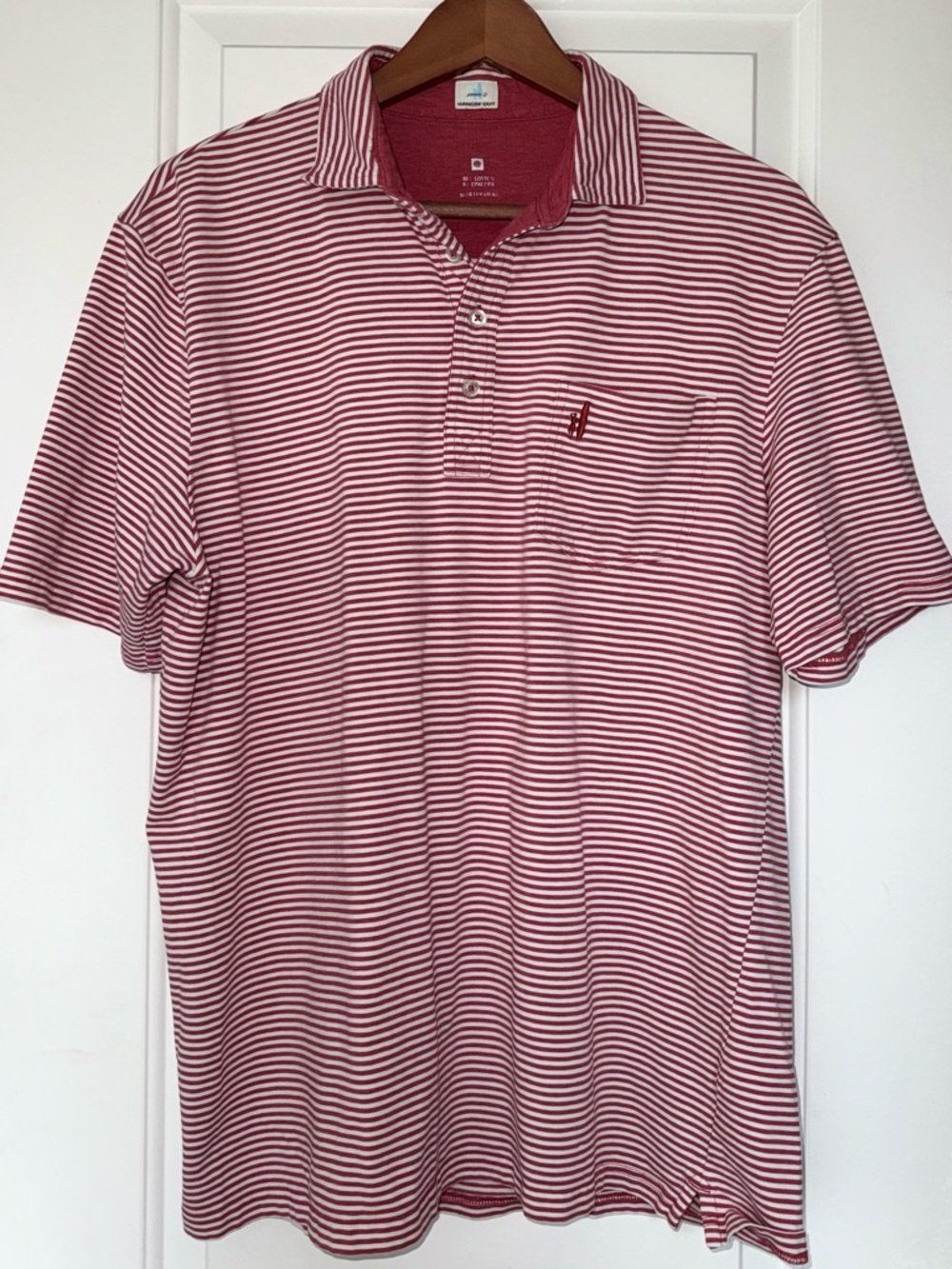 johnnie-O Hangin' Out Red and White Striped Polo Shirt